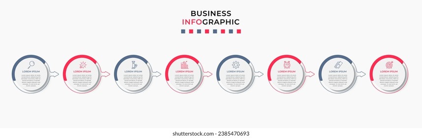 Vector Infografik Design Business Template mit Symbolen und 8 Optionen oder Schritten. quadratisches Design oder Diagramm