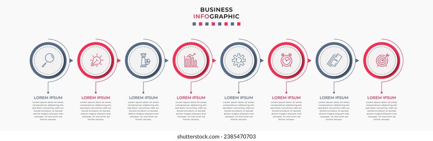 Plantilla de negocio de diseño de infografía vectorial con iconos y 8 opciones o pasos. diseño cuadrado o diagrama