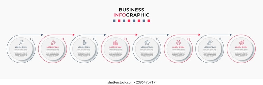 Plantilla de negocio de diseño de infografía vectorial con iconos y 8 opciones o pasos. diseño cuadrado o diagrama