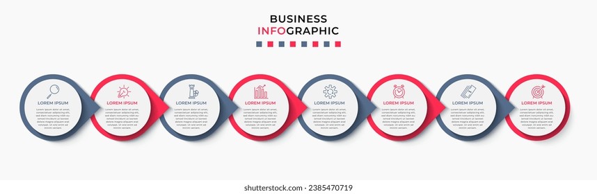 Vector Infographic design business template with icons and 8 options or steps. square design or diagram