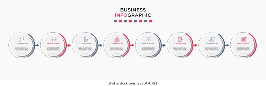 Vector Infographic design business template with icons and 8 options or steps. square design or diagram