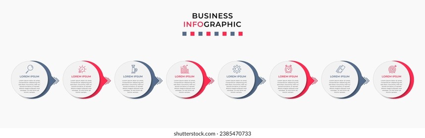 Plantilla de negocio de diseño de infografía vectorial con iconos y 8 opciones o pasos. diseño cuadrado o diagrama