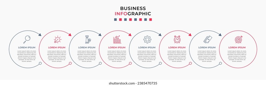 Vector Infographic design business template with icons and 8 options or steps. square design or diagram