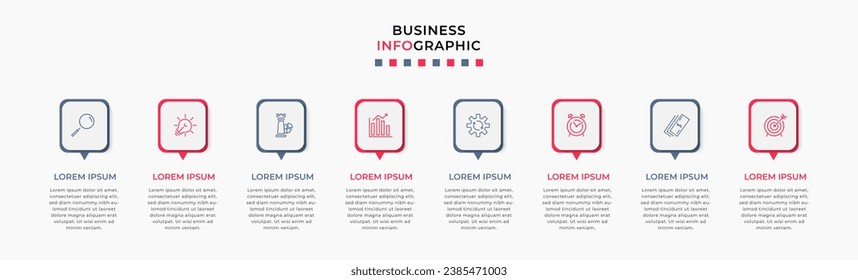 Vector Infographic design business template with icons and 8 options or steps. square design or diagram