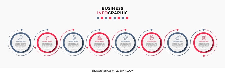 Vector Infografik Design Business Template mit Symbolen und 8 Optionen oder Schritten. quadratisches Design oder Diagramm