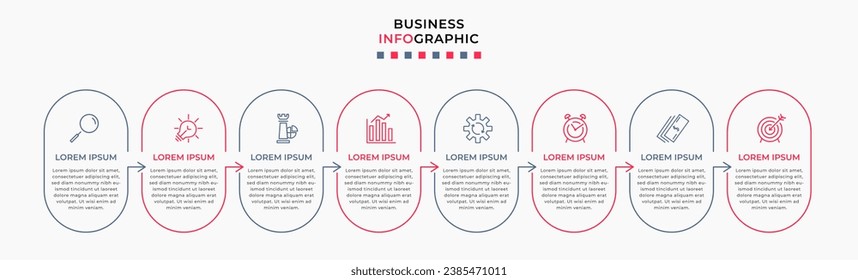 Vector Infographic design business template with icons and 8 options or steps. square design or diagram