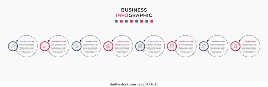 Vector Infographic design business template with icons and 8 options or steps. square design or diagram