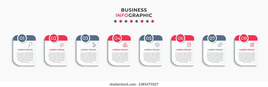 Vector Infographic design business template with icons and 8 options or steps. square design or diagram