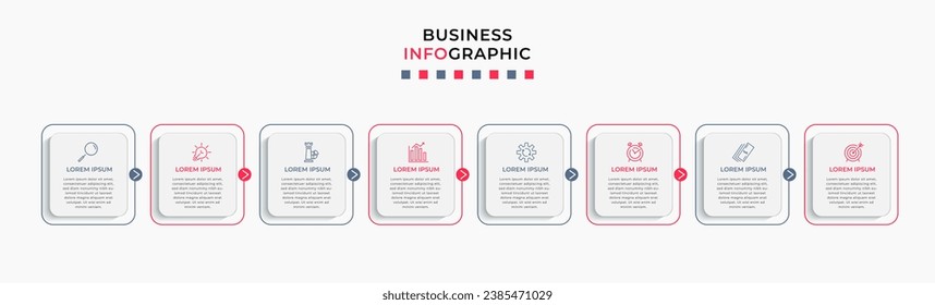 Vector Infographic design business template with icons and 8 options or steps. square design or diagram