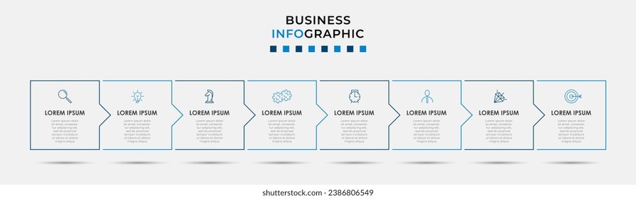 Vector Infographic design business template with icons and 8 options or steps. square design or diagram
