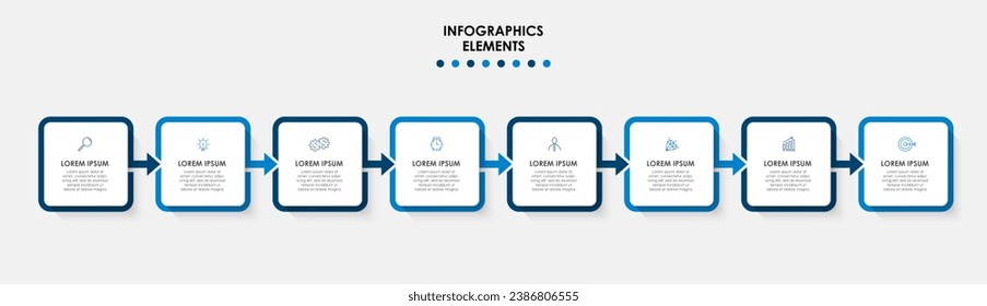 Vector Infografik Design Business Template mit Symbolen und 8 Optionen oder Schritten. quadratisches Design oder Diagramm