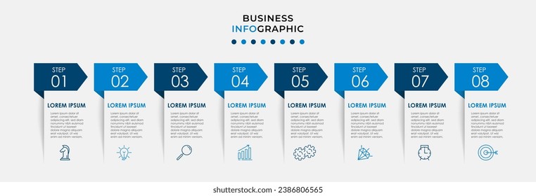 Vector Infographic design business template with icons and 8 options or steps. square design or diagram