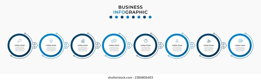 Plantilla de negocio de diseño de infografía vectorial con iconos y 8 opciones o pasos. diseño cuadrado o diagrama