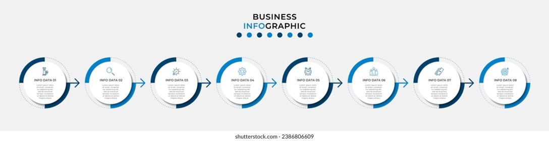 Vector Infographic design business template with icons and 8 options or steps. square design or diagram
