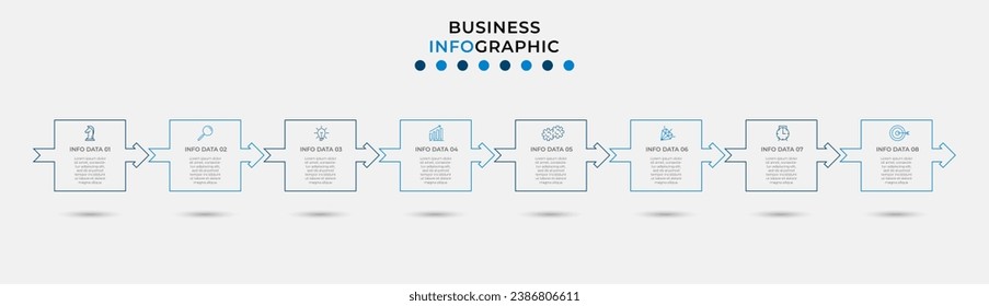 Plantilla de negocio de diseño de infografía vectorial con iconos y 8 opciones o pasos. diseño cuadrado o diagrama