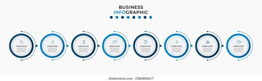Plantilla de negocio de diseño de infografía vectorial con iconos y 8 opciones o pasos. diseño cuadrado o diagrama
