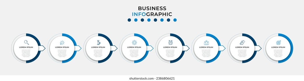 Vector Infographic design business template with icons and 8 options or steps. square design or diagram
