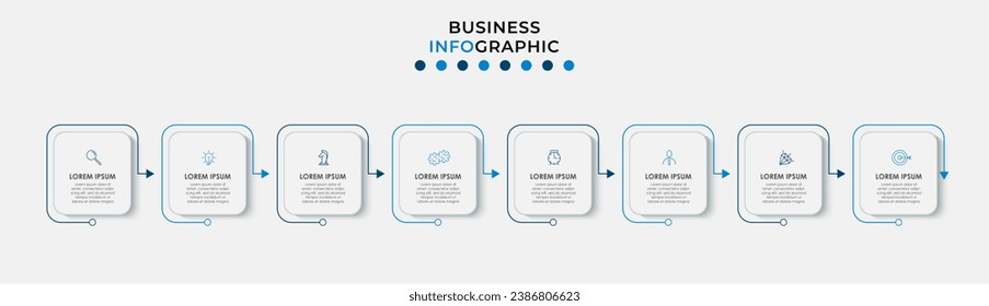 Vector Infografik Design Business Template mit Symbolen und 8 Optionen oder Schritten. quadratisches Design oder Diagramm