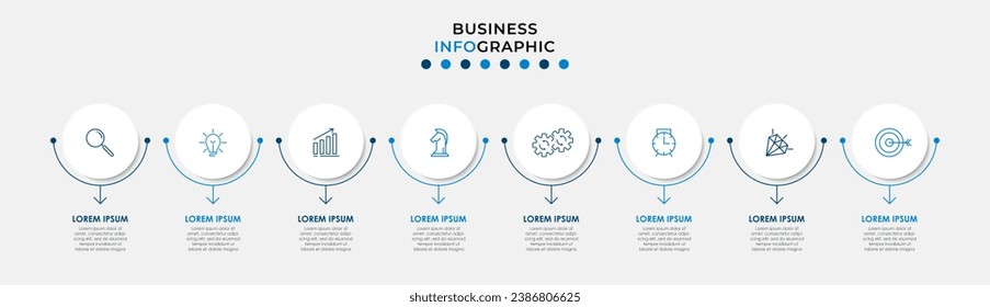 Vector Infographic design business template with icons and 8 options or steps. square design or diagram