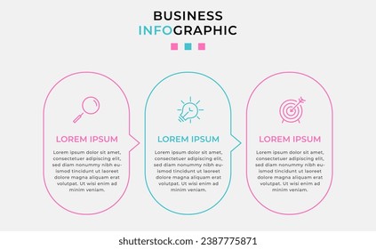Vector Infografik Design Business Template mit Symbolen und 3 Optionen oder Schritten. quadratisches Design oder Diagramm