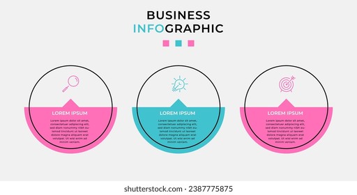 Plantilla de negocio de diseño de infografía vectorial con iconos y 3 opciones o pasos. diseño cuadrado o diagrama