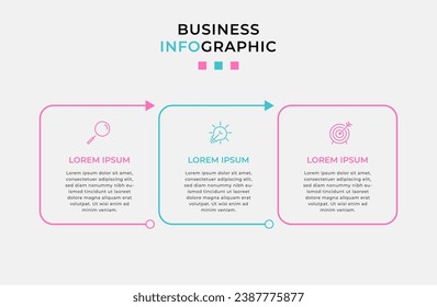 Plantilla de negocio de diseño de infografía vectorial con iconos y 3 opciones o pasos. diseño cuadrado o diagrama