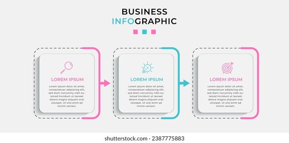 Vector Infographic design business template with icons and 3 options or steps. square design or diagram