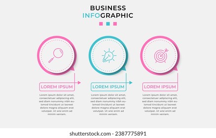 Vector Infographic design business template with icons and 3 options or steps. square design or diagram