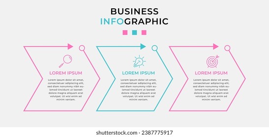 Vector Infographic design business template with icons and 3 options or steps. square design or diagram