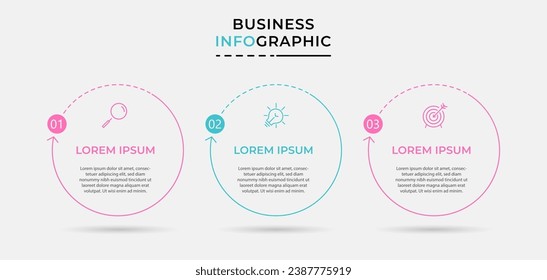 Vector Infografik Design Business Template mit Symbolen und 3 Optionen oder Schritten. quadratisches Design oder Diagramm