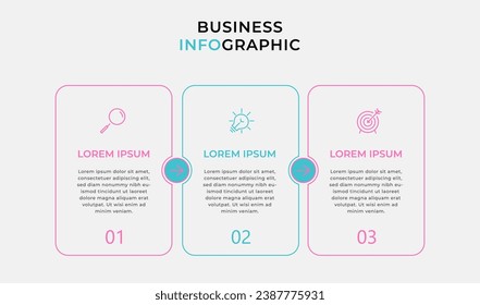 Plantilla de negocio de diseño de infografía vectorial con iconos y 3 opciones o pasos. diseño cuadrado o diagrama