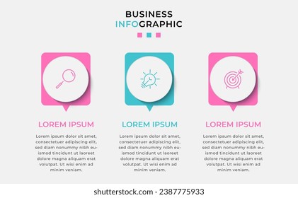 Vector Infographic design business template with icons and 3 options or steps. square design or diagram
