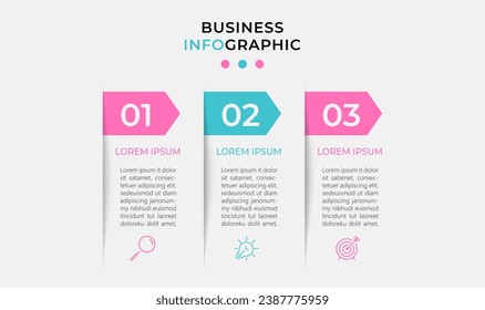 Vector Infographic design business template with icons and 3 options or steps. square design or diagram