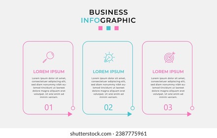 Vector Infographic design business template with icons and 3 options or steps. square design or diagram