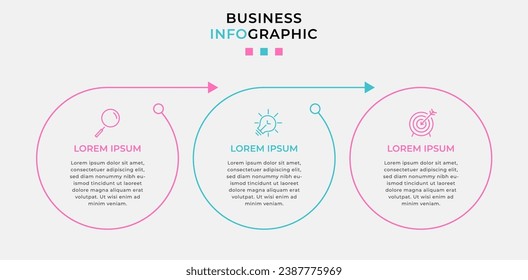 Plantilla de negocio de diseño de infografía vectorial con iconos y 3 opciones o pasos. diseño cuadrado o diagrama