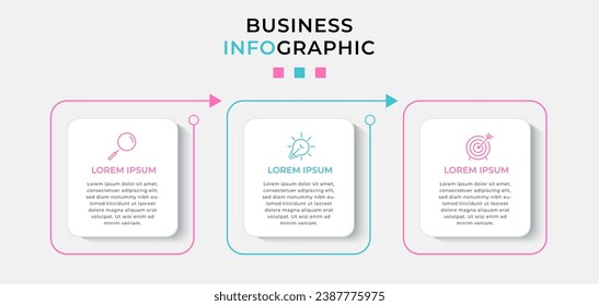 Vector Infografik Design Business Template mit Symbolen und 3 Optionen oder Schritten. quadratisches Design oder Diagramm