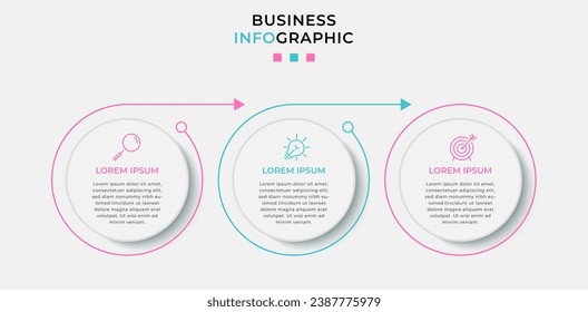 Vector Infografik Design Business Template mit Symbolen und 3 Optionen oder Schritten. quadratisches Design oder Diagramm