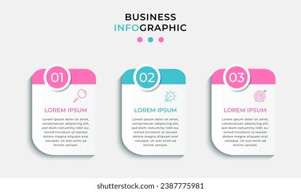 Plantilla de negocio de diseño de infografía vectorial con iconos y 3 opciones o pasos. diseño cuadrado o diagrama