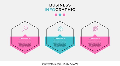 Vector Infographic design business template with icons and 3 options or steps. square design or diagram