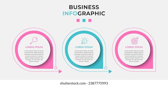 Plantilla de negocio de diseño de infografía vectorial con iconos y 3 opciones o pasos. diseño cuadrado o diagrama