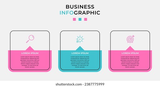Vector Infographic design business template with icons and 3 options or steps. square design or diagram