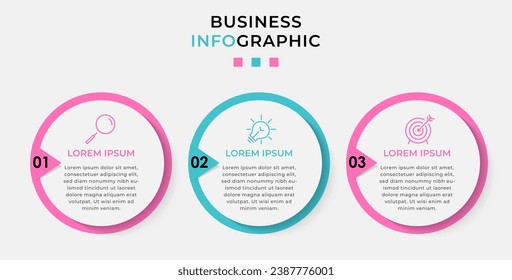 Vector Infographic design business template with icons and 3 options or steps. square design or diagram