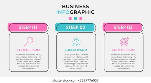 Vector Infographic design business template with icons and 3 options or steps. square design or diagram