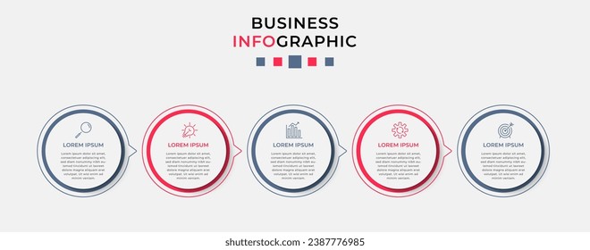 Plantilla de negocio de diseño de infografía vectorial con iconos y 5 opciones o pasos.  diseño cuadrado o diagrama