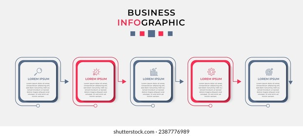 Vector Infographic design business template with icons and 5 options or steps.  square design or diagram