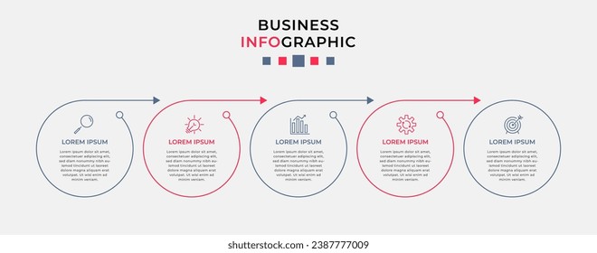 Vector Infographic design business template with icons and 5 options or steps.  square design or diagram