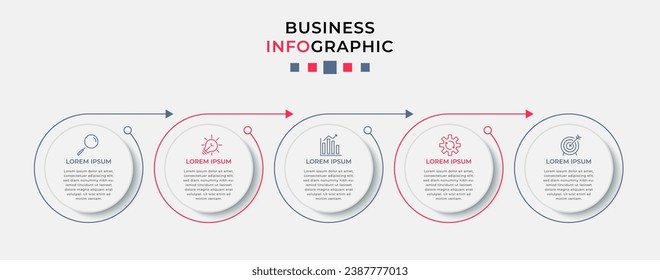 Vector Infographic design business template with icons and 5 options or steps.  square design or diagram