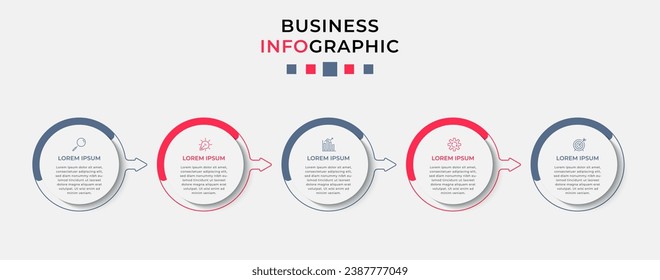 Vector Infographic design business template with icons and 5 options or steps.  square design or diagram
