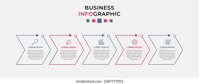 Vector Infographic design business template with icons and 5 options or steps.  square design or diagram