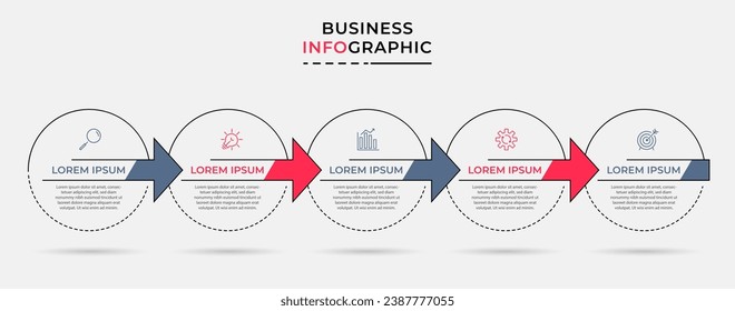 Plantilla de negocio de diseño de infografía vectorial con iconos y 5 opciones o pasos.  diseño cuadrado o diagrama